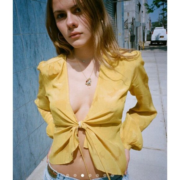 💕REALISATION PAR💕 The Stevie Top ~ Sunflower Yellow Print XS - Picture 2 of 16